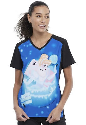 Cinderella Cherokee Scrubs Tooniforms Disney V Neck Top TF637 PRDL - Image 1 of 4