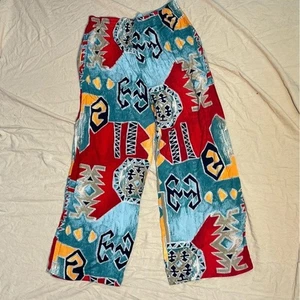 Vintage 90s Santa Cruz Knitwear Rayon Wide Leg Tribal Jams Pants Large - Bild 1 von 5