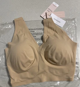 Calvin Klein Invisibles leicht gefütterter V-Ausschnitt Bralette QF4708 L BH NEU beige - Bild 1 von 5