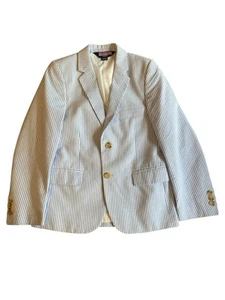 boys size 10 VINEYARD VINES Seersucker Blazer/Jacket~STRIPES~Blue & White - Picture 1 of 6