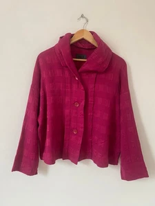 OSKA Jacket Size 3 Pink Button Boxy Button Wool Silk Mix UK 14 16 - Picture 1 of 10
