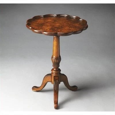 Mesa con pedestal de madera de transición Beaumont Lane en marrón ceniza oliva burl Foto 1 de 3