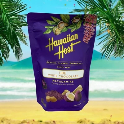NEW Hawaiian Host Ube White Chocolate Macadamias 16oz Bag New Sealed - Image 1 of 2