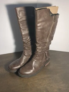 Patrizia Spring Step Museropett Boot Tall Brown Faux Leather Faux Fur Lined 9 - Picture 1 of 20