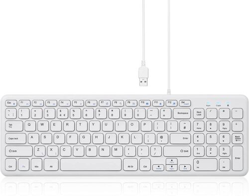 perixx PERIBOARD-213W Wired Quiet USB Scissor Keyboard Compact Design  WHITE
