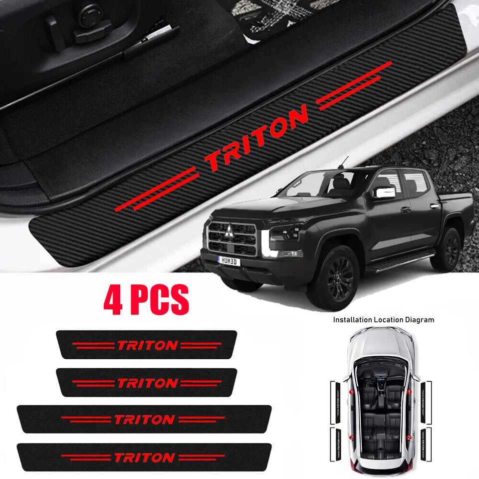 4X For Mitsubishi Triton Door Sill Plate Protector Anti Scratch Sticker Red - image 1 of 4