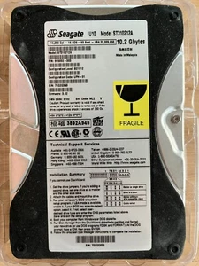 Vintage Seagate U10 Model ST310212A 10GB IDE 3.5" Hard Drive - Picture 1 of 3