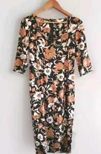 Anthropologie For Love & Lemons Silk Dress Women's Small Floral Print Midi NWT - Picture 1 of 10