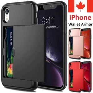 Wallet Armor Card Case For iPhone 16 15 Pro Max 14 13 12 11 XR XS 8 Plus 7 SE 6 - Picture 1 of 12