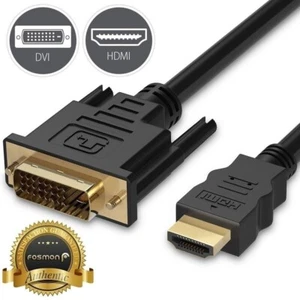 2x 6FT HDMI to DVI D 24+1 Male Gold Plated Adapter Cable HDTV LED LCD Cord Plug - Picture 1 of 5