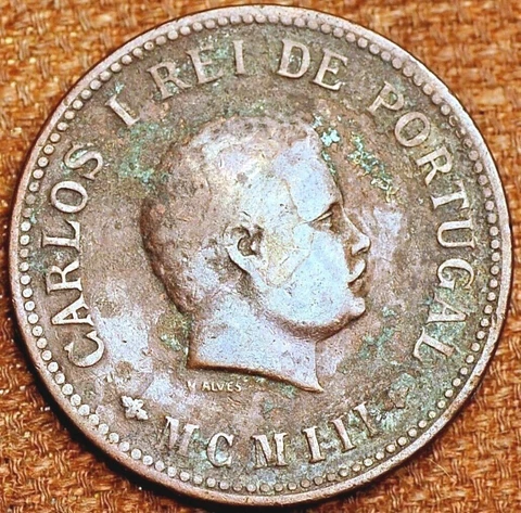 India Portuguese 1903 ½ Tanga 30 Reis Carlos I Mumbai mint KM# 16 Cover
