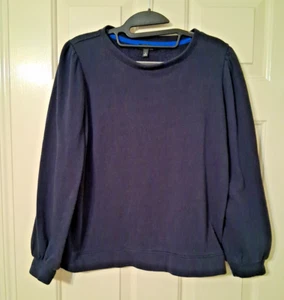 Talbots Womens SZ M Soft Navy-Blue Crewneck Fleece Sweatshirt - Picture 1 of 6
