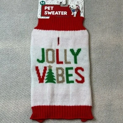 Christmas Dog Sweater Jolly Vibes NWT Size Medium Holiday Pet Puppy Cat - Image 1 of 4