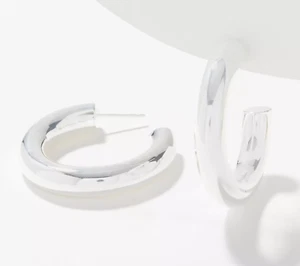 Pendientes de aro audaces de plata esterlina estilo plata QVC 1-1/2" - Imagen 1 de 2