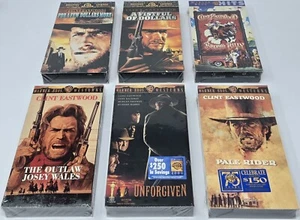 Clint Eastwood VHS Lot: Outlaw Josey, Unforgiven, Pale Rider, Few Dollars SEALED - Picture 1 of 4