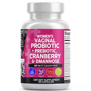 Women's Vaginal Probiotics + 20 Billion Prebiotics, Cranberry & D-Mannose 500mg - Picture 1 of 5
