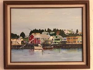 1993 WILLIAMSON SIGNED OIL PAINTING SEASCAPE MARINA REGIONALISM GALLERY - Picture 1 of 8