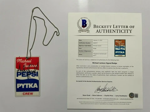 Michael Jackson Pepsi Crew Pass BAS BECKETT LOA *SIGNED TWICE!* Cover