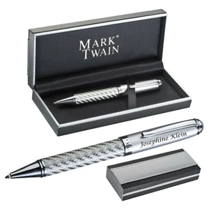 Bolígrafo giratorio de metal MARK®TWAIN en estuche de regalo carbono con grabado 17841 - Imagen 1 de 6