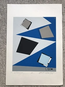 Moderno RESUMEN Serigrafía Impresión Bauhaus 21" x 30" Atsuko Okamoto Contemporáneo  - Imagen 1 de 4