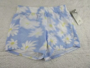 Adidas Girl's XL (16) Running Athletic Shorts Light Blue Daisy Print AH4386T - Picture 1 of 5