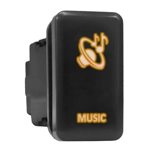 MUSIC - Vers. B - Orange Backlit Push In Switch 1.54"x 0.83" (Fit: Toyota) - Picture 1 of 6