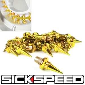 50 PC SPIKED 24K GOLD WHEEL RIVETS FOR WHEELS/RIM LIP P11 - Picture 1 of 1