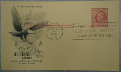 US 1951 FDC, 2c Postal Card, Art Craft - Image 1 of 2