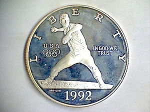 1992 S Proof XXV Olympiad Baseball Silver Dollar - Picture 1 of 2