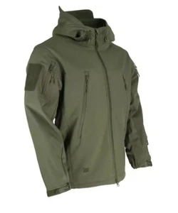 Mens Patriot Tactical Soft Shell Hooded Jacket Olive Green Zip Fleece Lined Coat - Picture 1 of 12