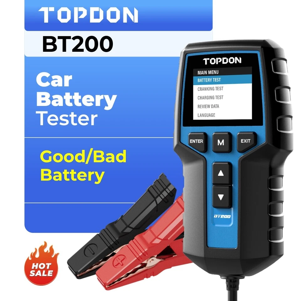 TOPDON BT100 Car Battery Tester 12V Load Tester Charging System Analyzer