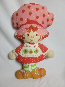 Vintage 1980er Strawberry Shortcake 17" Kissen Puppe weicher Stoff Überwurf Boden Bett - Bild 1 von 10