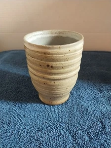Vintage Stoneware Pottery Cup Jeff Bishoff Georgia Ash Grey Glazed 4"X 3" - Picture 1 of 7