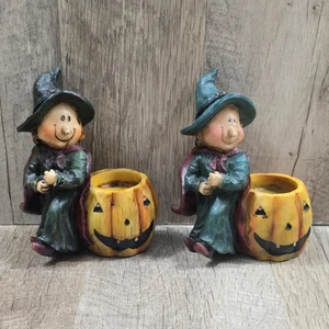 Vintage Affascinante Halloween Streghe con Zucca Portacandele Kick Knacks - Foto 1 di 6
