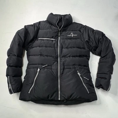 Chaqueta acolchada con cremallera completa Y2K Baby Phat Down para mujer pequeña negra bolsillos nieve Foto 1 de 4