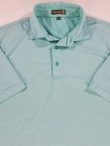PETER MILLAR Summer Comfort Polo Golf Shirt Men Medium Performance Teal Striped  - Picture 1 of 10