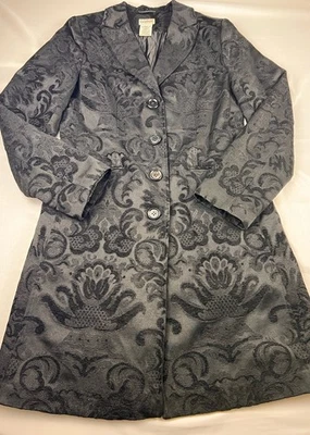 GEORGE Blazer Jaqueta Longa Texturizada Jacquard Botão Escritório Gótico Preto Feminino M - Imagem 1 de 4