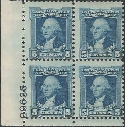 Plate Block of 4 stamps - Scott 710 - 5 cent - George Washington - 1932 - MNH - Image 1 of 1