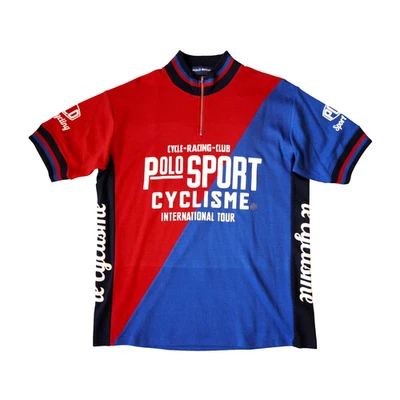 Polo Sport Cycling Shirt Mens Large Quarter-Zip Jersey Blue Red Cyclisme Logo 🔥 - Image 1 of 4