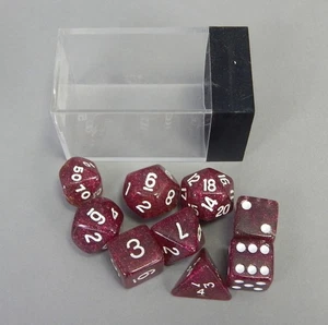 Juego de dados 9 piezas Rubí Magenta Chessex Poliédrico con pepitas fuera de uso brillo antiguo - Imagen 1 de 3