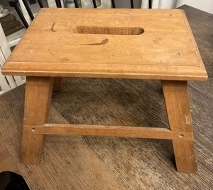 Vintage Solid Wood Step Stool Small Handmade Footstool Rustic Farmhouse Decor - Picture 1 of 6