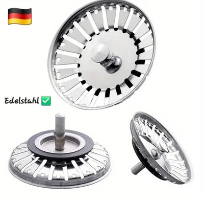 ✅️1A✓ Premium Edelstahl Siebkörbchen Siebkorb Spülbecken Abflusssieb🌀Spültisch✔ - Bild 1 von 4