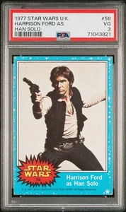 1977 STAR WARS U.K. #58 Harrison Ford as HAN SOLO PSA 3 RARE!!! 🔥🔥 - Picture 1 of 2