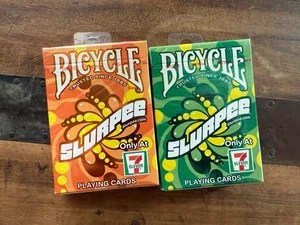 Bicycle 7-Eleven Slurpee Green & Orange 2021 Playing Cards 7/11 1️⃣2️⃣❤️ - Picture 1 of 2