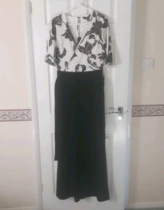 Lipsy Jumpsuit Size 14 BNWT Wide Leg Short Sleeve Belted Black Occasion Prom - Picture 1 of 21