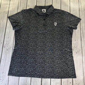 Footjoy Polo Damen L 1/4 Knopf Kurzarm Stretch Oberteil Grau Schwarz Camouflage. �� - Bild 1 von 9