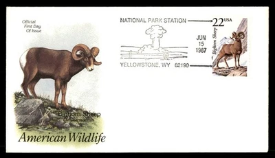 Mayfairstamps US FDC 1987 Bighorn Sheep Yellowstone WY First Day Cover aau_49937 - Image 1 of 2