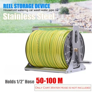 Steel Industrial Water Hose Reel Holder 1/2"X 50-100M Capacity & Barb Fittings - Picture 1 of 8