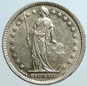 1943 B SWITZERLAND HELVETIA Symbolizes SWISS Nation SILVER 1 Franc Coin i101596 - Picture 1 of 3