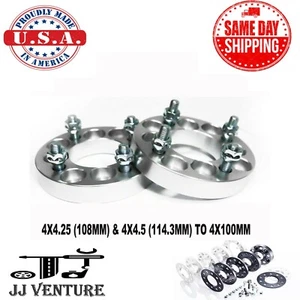 2PC 1" 4X4.25 (108MM) & 4X4.5 (114.3MM) TO 4X100MM WHEEL SPACER ADAPTER 12X1.5 - Picture 1 of 4